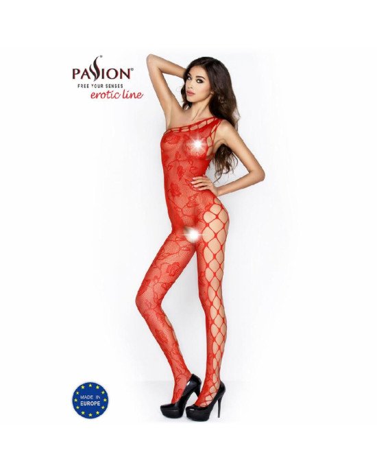 Бодістокінг Passion BS036 red, комбінезон, лямочка через одне плече Бодістокінг Passion BS036 red, комбінезон, лямочка через одне плече