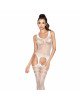 Бодістокінг Passion BS038 white, комбінезон, імітація панчох і пояса