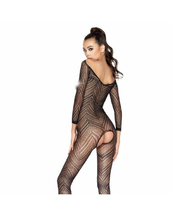 Бодістокінг Passion BS040 black, комбінезон з відкритими грудьми Бодістокінг Passion BS040 black, комбінезон з відкритими грудьми