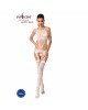 Бодістокінг Passion BS047 white, комбінезон, імітація топа, панчох і пояса Бодістокінг Passion BS047 white, комбінезон, імітація топа, панчох і пояса
