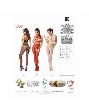 Бодістокінг Passion BS048 white, комбінезон, імітація колгот та відкритого топа