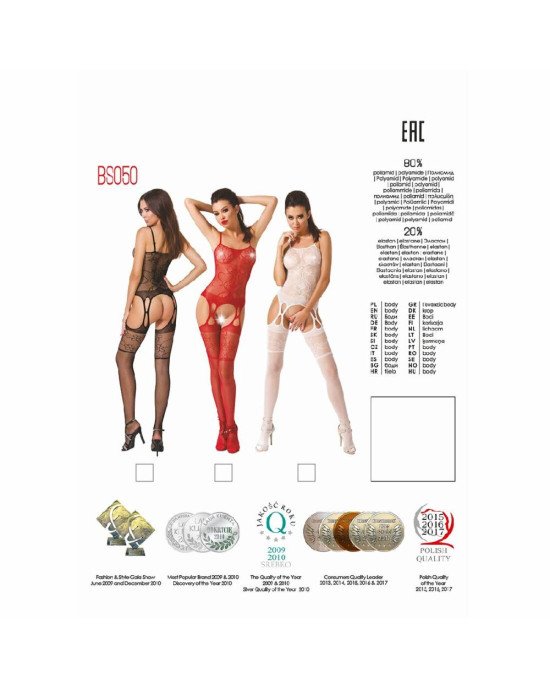 Бодістокінг Passion BS050 white, комбінезон, імітація панчох і пояса Бодістокінг Passion BS050 white, комбінезон, імітація панчох і пояса