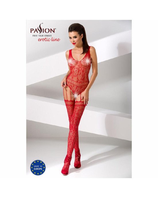 Бодістокінг Passion BS051 red, комбінезон, імітація панчох і боді Бодістокінг Passion BS051 red, комбінезон, імітація панчох і боді