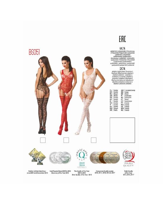 Бодістокінг Passion BS051 red, комбінезон, імітація панчох і боді Бодістокінг Passion BS051 red, комбінезон, імітація панчох і боді