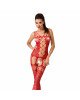 Бодістокінг Passion BS054 red, комбінезон, імітація панчох, відкритий животик Бодістокінг Passion BS054 red, комбінезон, імітація панчох, відкритий животик