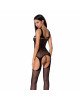 Бодістокінг Passion BS057 black, комбінезон, імітація панчох і пояса Бодістокінг Passion BS057 black, комбінезон, імітація панчох і пояса