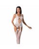 Бодістокінг Passion BS057 white, комбінезон, імітація панчох і пояса Бодістокінг Passion BS057 white, комбінезон, імітація панчох і пояса