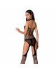 Бодістокінг Passion BS060 black, комбінезон, імітація трусиків і гольфів Бодістокінг Passion BS060 black, комбінезон, імітація трусиків і гольфів