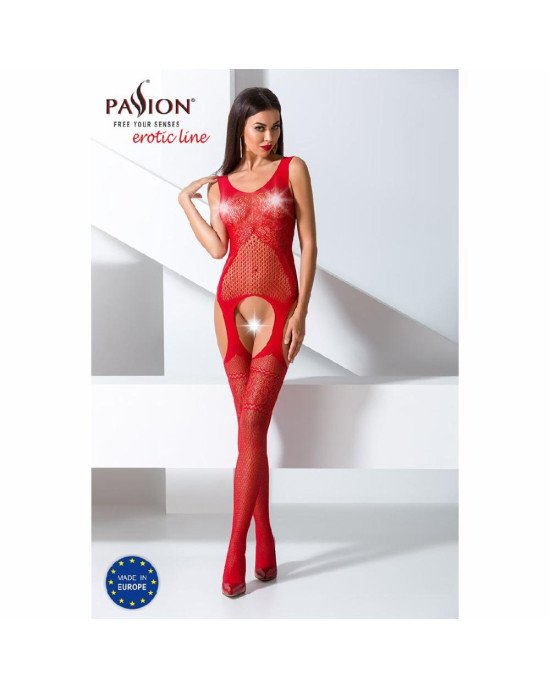 Бодістокінг Passion BS061 red, комбінезон, імітація панчох Бодістокінг Passion BS061 red, комбінезон, імітація панчох