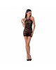 Бодістокінг Passion BS063 black, сукня-сітка халтер Бодістокінг Passion BS063 black, сукня-сітка халтер