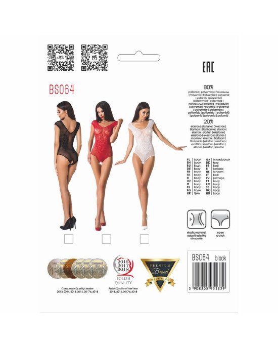 Бодистокинг Passion BS064 black, боди, закрытое плечо Бодистокинг Passion BS064 black, боди, закрытое плечо