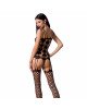 Бодістокінг Passion BS067 black, комбінезон, імітація панчох і топа на бретелях Бодістокінг Passion BS067 black, комбінезон, імітація панчох і топа на бретелях