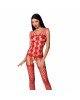 Бодістокінг Passion BS067 red, комбінезон, імітація панчох і топа на бретелях Бодістокінг Passion BS067 red, комбінезон, імітація панчох і топа на бретелях