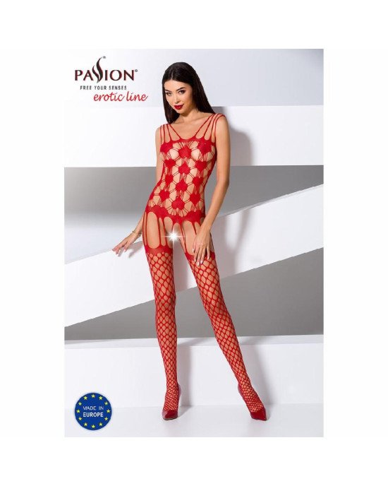 Бодістокінг Passion BS067 red, комбінезон, імітація панчох і топа на бретелях Бодістокінг Passion BS067 red, комбінезон, імітація панчох і топа на бретелях