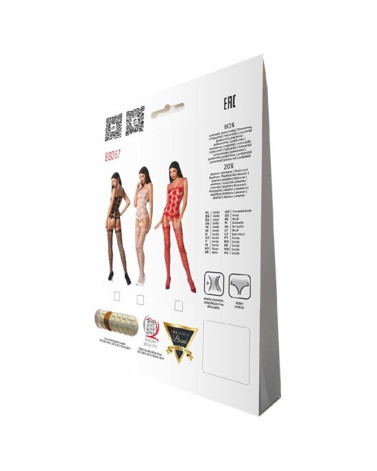Бодістокінг Passion BS067 white, комбінезон, імітація панчох і топа на бретелях Бодістокінг Passion BS067 white, комбінезон, імітація панчох і топа на бретелях