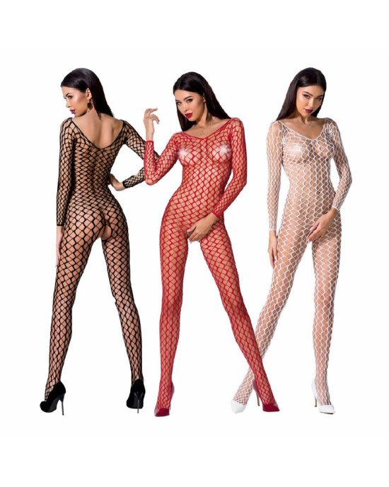 Бодістокінг Passion BS068 red, комбінезон, велика сітка, довгий рукав Бодістокінг Passion BS068 red, комбінезон, велика сітка, довгий рукав