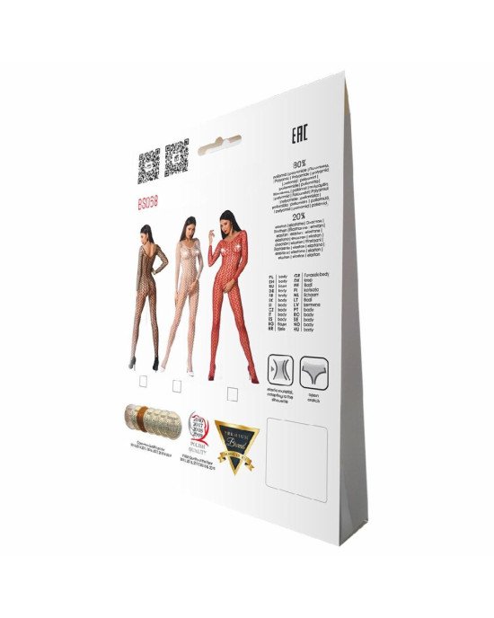 Бодістокінг Passion BS068 white, комбінезон, велика сітка, довгий рукав Бодістокінг Passion BS068 white, комбінезон, велика сітка, довгий рукав