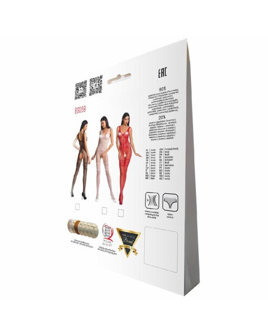 Бодістокінг Passion BS069 red, комбінезон, імітація панчох і боді