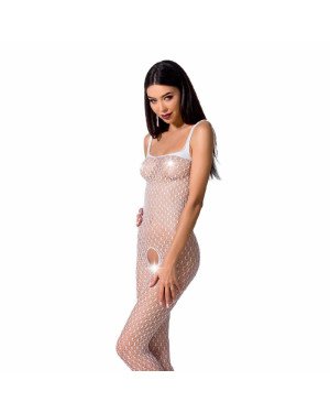 Бодістокінг Passion BS071 white, комбінезон на бретелях