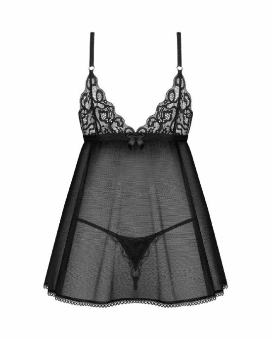 Пеньюар і трусики Obsessive Blomentis babydoll & thong XL/2XL Пеньюар і трусики Obsessive Blomentis babydoll & thong XL/2XL