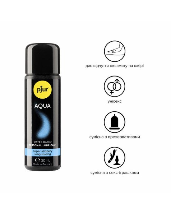 Лубрикант на водній основі pjur Aqua 30 мл, ефект оксамитової шкіри без прилипання Лубрикант на водній основі pjur Aqua 30 мл, ефект оксамитової шкіри без прилипання