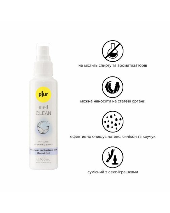 Очищувальний спрей pjur med CLEAN 100 мл для ніжної шкіри та іграшок, антибактеріальний