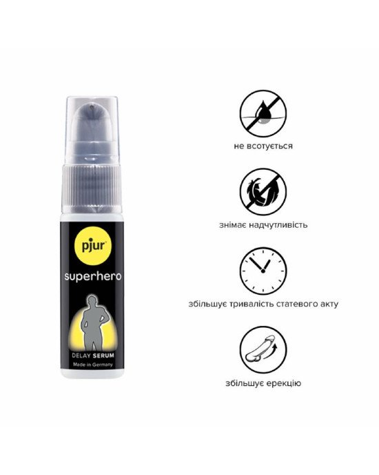 Пролонгувальний гель pjur Superhero Serum 20 мл, створює невидиму плівку, що знижує чутливість Пролонгувальний гель pjur Superhero Serum 20 мл, створює невидиму плівку, що знижує чутливість