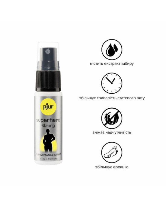 Пролонгувальний спрей pjur Superhero Strong Spray 20 ml, з екстрактом імбиру, всотується в шкіру Пролонгувальний спрей pjur Superhero Strong Spray 20 ml, з екстрактом імбиру, всотується в шкіру