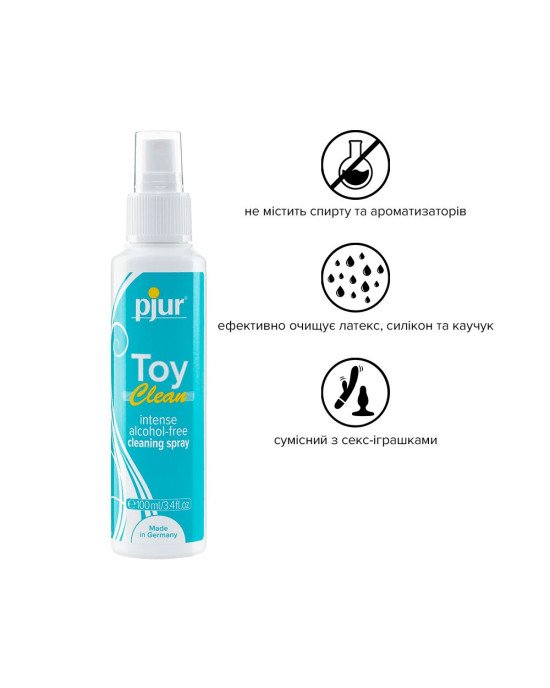 Антибактеріальний спрей для секс-іграшок pjur Toy Clean 100 мл без спирту, делікатний Антибактеріальний спрей для секс-іграшок pjur Toy Clean 100 мл без спирту, делікатний