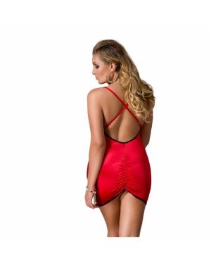 Сорочка приталена з відкритою спиною LENA CHEMISE red 4XL/5XL - Passion, трусики