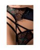 Комплект білизни FLORIS SET black XXL/XXXL - Passion Exclusive: ліф, трусики, пояс для панчох