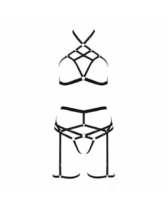 Комплект білизни MORGAN SET OpenBra black L/XL - Passion Exclusive: стрепи: трусики, ліф, пояс Комплект білизни MORGAN SET OpenBra black L/XL - Passion Exclusive: стрепи: трусики, ліф, пояс