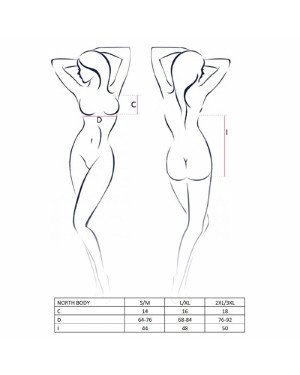 Боді з відкритими грудьми NORTH BODY black L/XL - Passion Exclusive