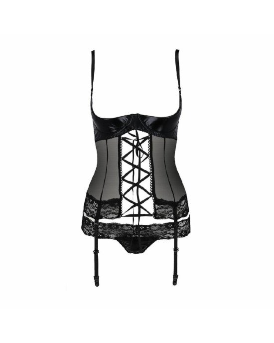 Корсет з відкритими грудьми NORTH CORSET black S/M - Passion Exclusive, пажі, трусики, шнурівка Корсет з відкритими грудьми NORTH CORSET black S/M - Passion Exclusive, пажі, трусики, шнурівка