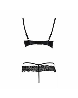 Комплект білизни NORTH SET black L/XL - Passion Exclusive: ліф і трусики з елементами під латекс Комплект білизни NORTH SET black L/XL - Passion Exclusive: ліф і трусики з елементами під латекс