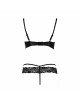 Комплект білизни NORTH SET black L/XL - Passion Exclusive: ліф і трусики з елементами під латекс