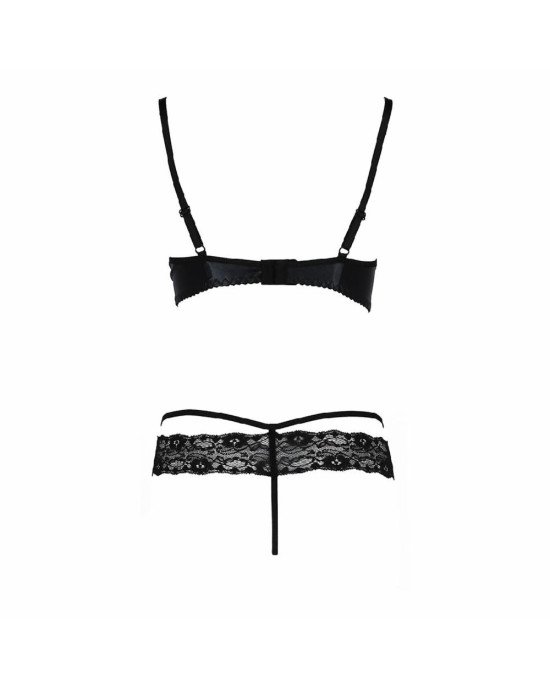 Комплект білизни NORTH SET black S/M - Passion Exclusive: ліф и трусики з елементами під латекс