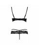 Комплект білизни NORTH SET black S/M - Passion Exclusive: ліф и трусики з елементами під латекс