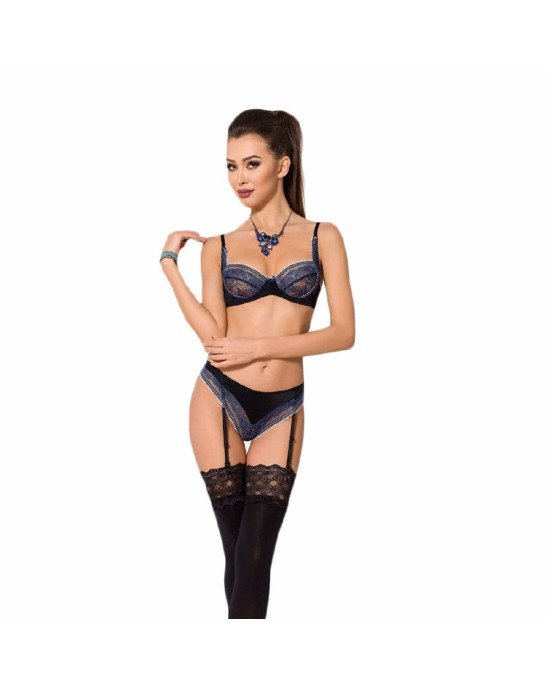 Комплект белья GISELE SET black S/M - Passion Exclusive: лиф, трусики с пажами Комплект белья GISELE SET black S/M - Passion Exclusive: лиф, трусики с пажами