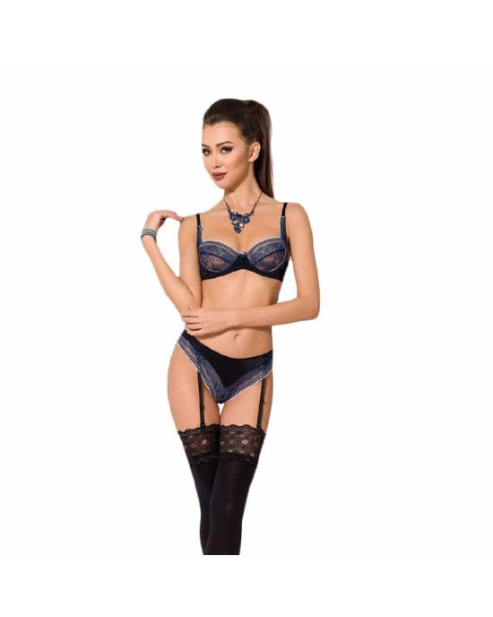 Комплект белья GISELE SET black XXL/XXXL - Passion Exclusive: лиф, трусики с пажами Комплект белья GISELE SET black XXL/XXXL - Passion Exclusive: лиф, трусики с пажами