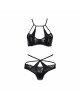 Комплект белья NAVEL SET black S/M - Passion Exclusive: трусики и лиф с элементами под латекс Комплект белья NAVEL SET black S/M - Passion Exclusive: трусики и лиф с элементами под латекс