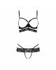 Комплект белья SARIA SET OpenBra black S/M - Passion Exclusive: стрэпы: откртый лиф, стринги