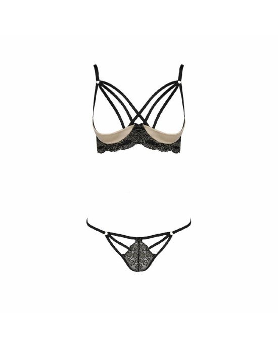 Комплект белья VALERY SET OpenBra black L/XL - Passion Exclusive: стрэпы: трусики, открытый лиф Комплект белья VALERY SET OpenBra black L/XL - Passion Exclusive: стрэпы: трусики, открытый лиф