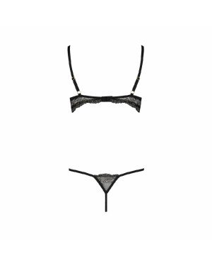 Комплект білизни VALERY SET OpenBra black XXL/XXXL - Passion Exclusive: стрепи: трусики, відкритий л