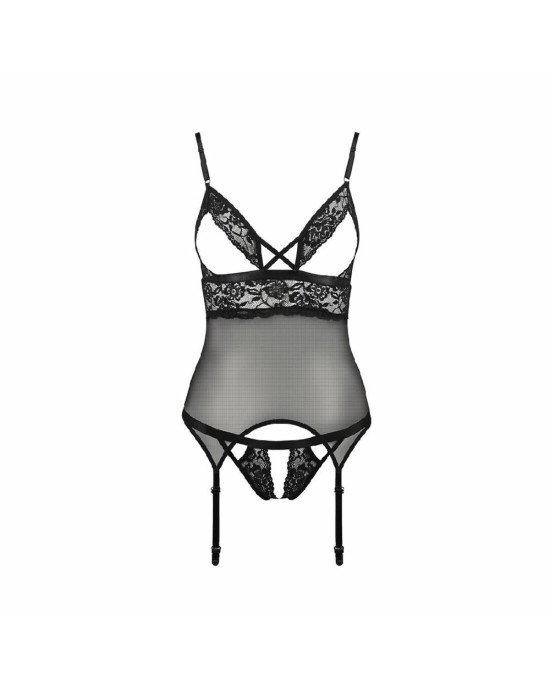 Корсет з відкритими грудьми DIABOLINA CORSET black XXL/XXXL - Passion, пажі, трусики, напівпрозорий Корсет з відкритими грудьми DIABOLINA CORSET black XXL/XXXL - Passion, пажі, трусики, напівпрозорий