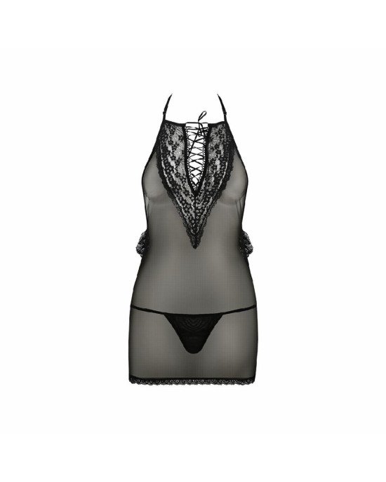 Сорочка прозрачная приталенная ERZA CHEMISE black L/XL - Passion, трусики Сорочка прозрачная приталенная ERZA CHEMISE black L/XL - Passion, трусики