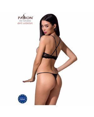 Комплект білизни QUENTRIS BIKINI black XXL/XXXL - Passion Exclusive, стрінги і напіввідкритий ліф