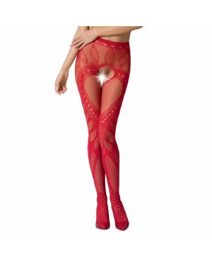 Еротичні колготки-бодістокінг Passion S007 red, гарні ажурні колготки з вирізом