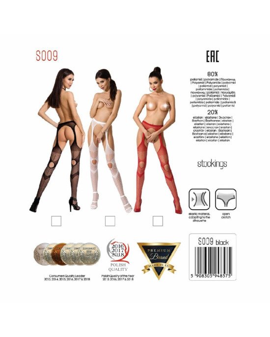 Еротичні колготки-бодістокінг Passion S009 red, імітація панчіх та пояса Еротичні колготки-бодістокінг Passion S009 red, імітація панчіх та пояса