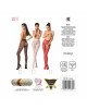 Еротичні колготки-бодістокінг Passion S010 white, з доступом, геометричний малюнок